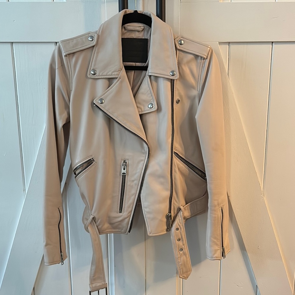 All Saints pale pink Leather Jacket